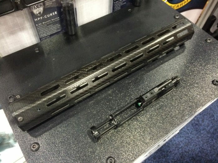 Faxon Firearms’ new carbon fiber handguard and lightweight bolt carrier group. The 15″ handguard weighs just 6 ounces.