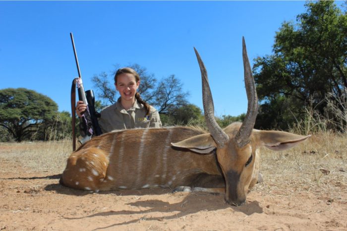 Stacy with a Limpopo bushbuck.