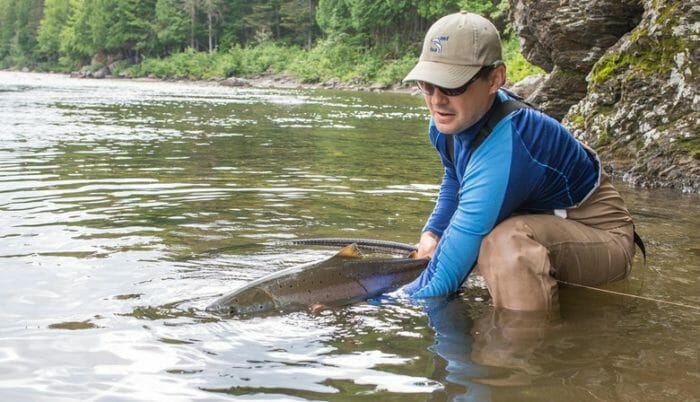 Salmon angling on the Ste-Anne River in Gaspé with Ben Carmichael. Photo courtesy of Ben Carmichael