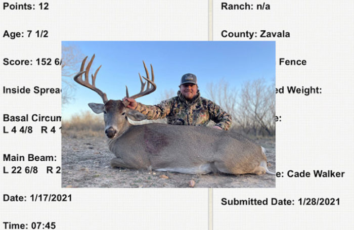 The Texas Buck Registry portal includes data for harvested bucks from across the state.