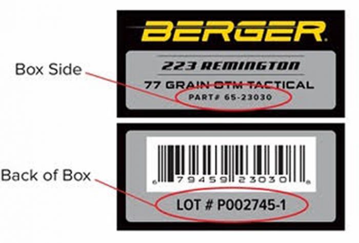 Berger Issues Safety Notice for 223 Remington 77 Grain