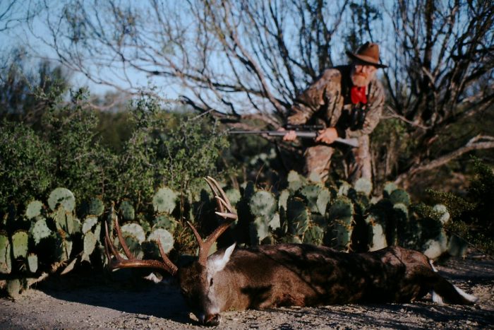 A photo from years ago while Larry was hunting in northern Mexico, with a very nice whitetail he shot with one of his .280 Remingtons.