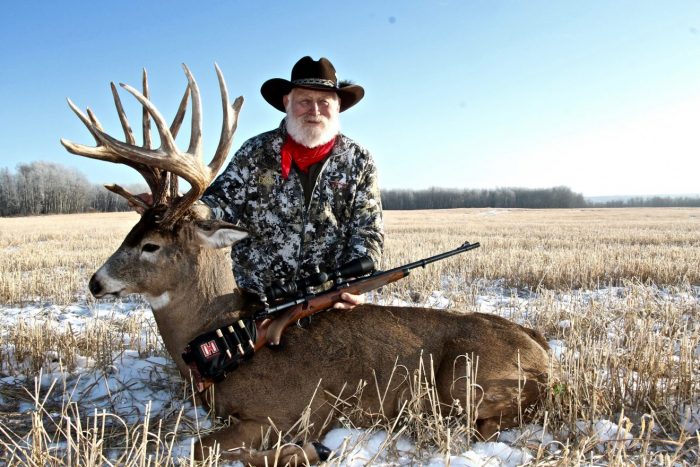 Larry Weishuhn with his last moment Alberta giant whitetail