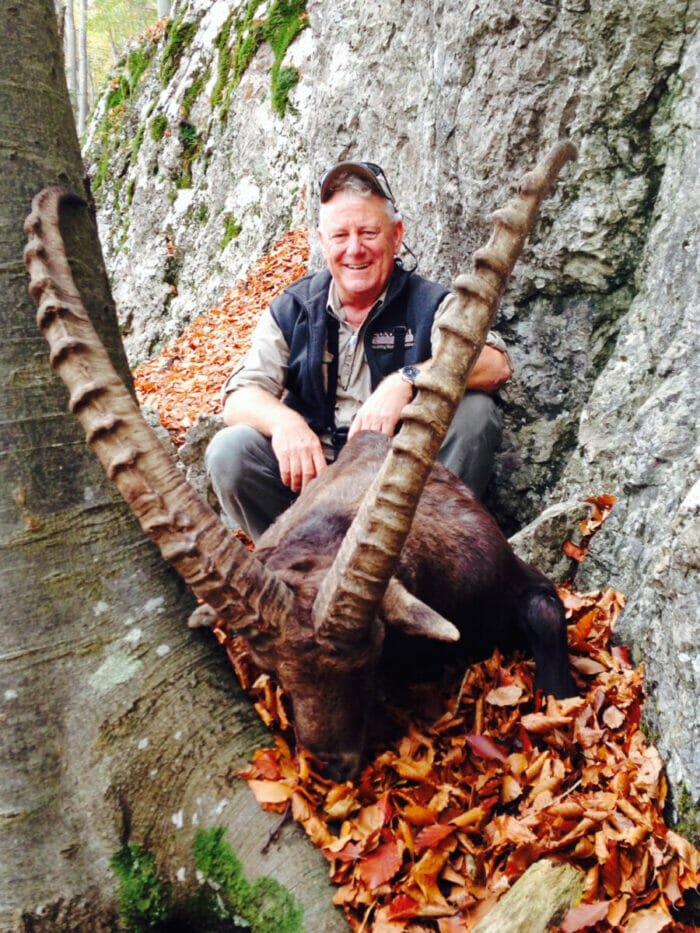 Tim Fallon of the famed FTW Ranch and his Alpine or European ibex.