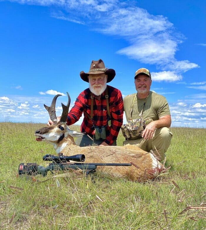 Larry along with guide Keith Stephens with his New Mexico pronghorn.