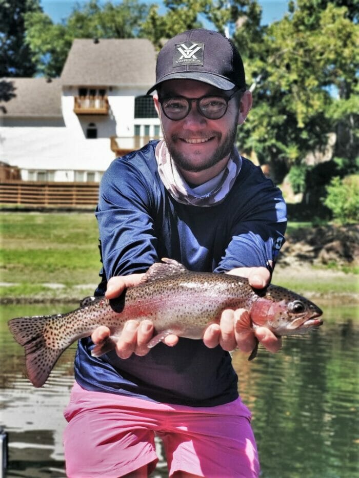 A gorgeous little rainbow trout that couldn’t resist a little jerkbait