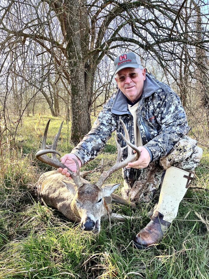 David Cotton with his "Never Give Up Buck!" where he found him, after an anxious night