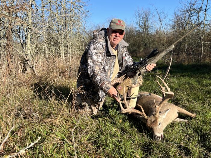 David with his Mossberg Patriot Predator 6.5 PRC shooting Hornady Precision Hunter, and topped with a Trijicon AccuPoint scope...those "tools" worked to perfection!