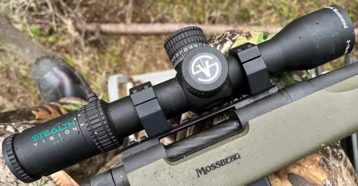 Larry choice of optics for his moose hunt is the Stealth Vision SVT 3-18x44 scope.